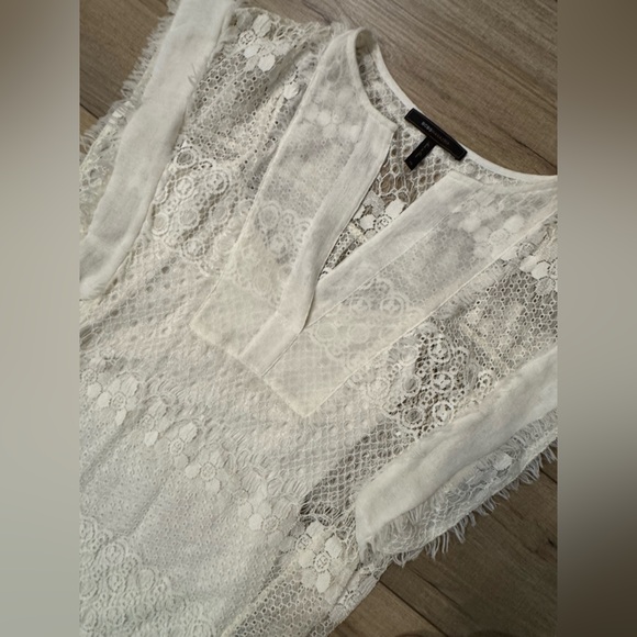 BCBG‎ Max Azria size xs cream white dress extra small lace boho Y2K whimsical - Picture 2 of 4